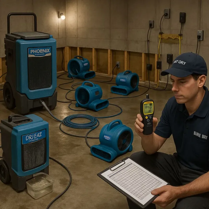 Structural Drying and Dehumidification process in Kingston Springs, TN